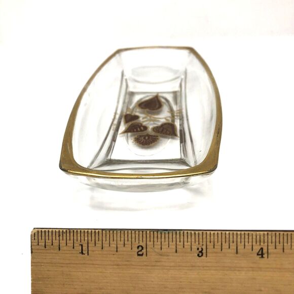 Vintage Georges Briard Candy Dish MCM Hand Painted Copper Brown & Gold Leaf - Picture 6 of 10